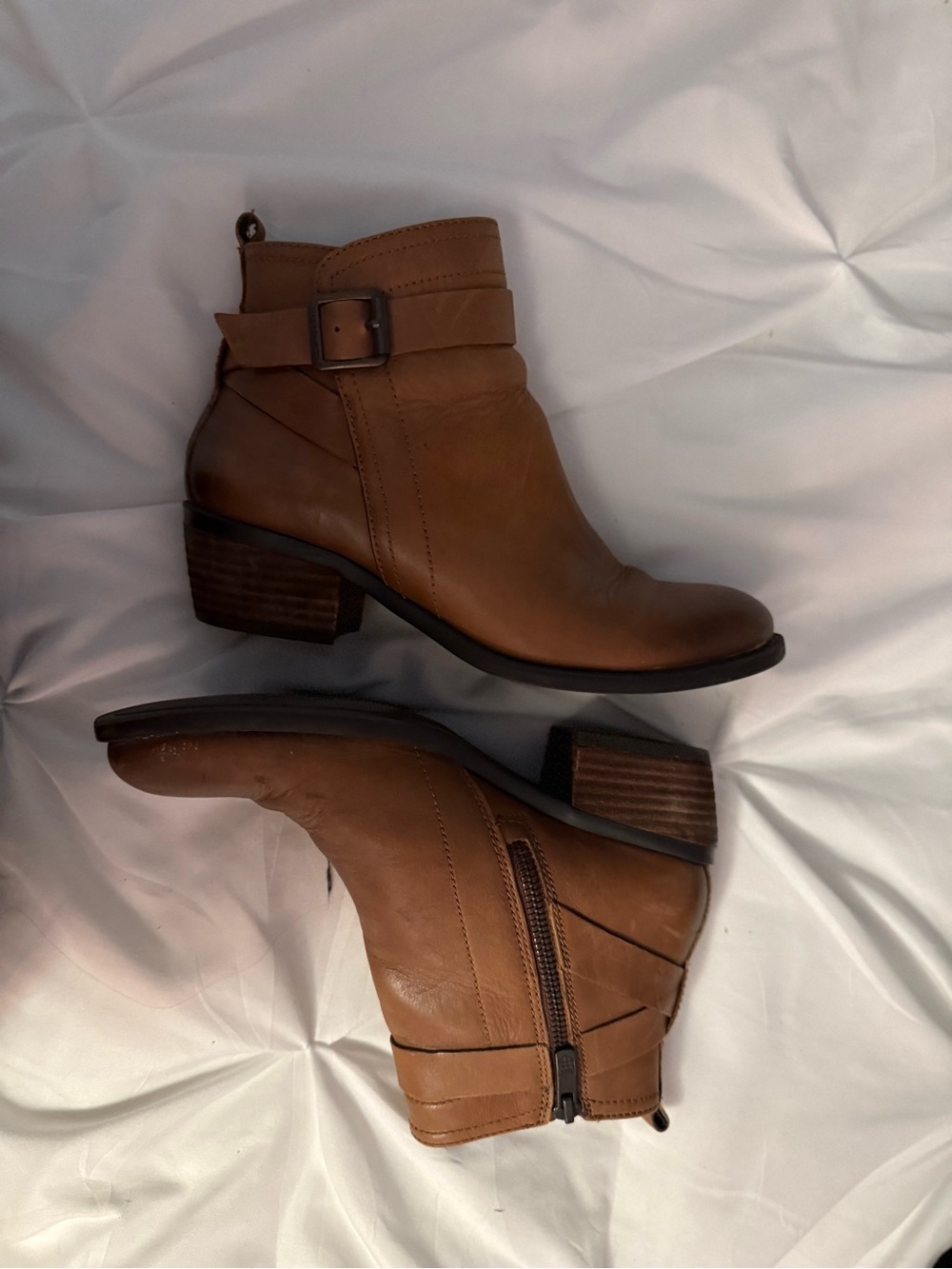 Sam Edelman Brown Leather Ankle Booties with Buckle